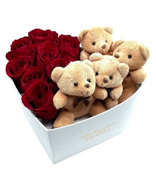 Kalp Kutuda Ayıcıklar ve Güller Kalp Kutuda Ayıcıklar ve Güller